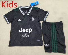 With Chest Ad 2025-2026 Juventus 2nd Away Black Soccer kids Uniform