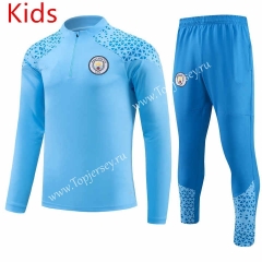 2023-2024 Manchester City Sky Blue Kids/Youth Soccer Tracksuit-GDP