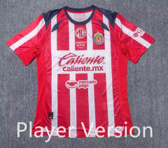 (S-4XL) Player Version 25-26 Deportivo Guadalajara Home Red&White Thailand Soccer Jersey AAA-912