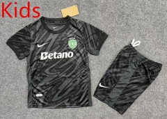 25-26 Sporting Clube de Portugal Goalkeeper Black Kid/Youth Soccer Uniform-6748