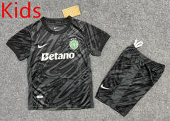 25-26 Sporting Clube de Portugal Goalkeeper Black Kid/Youth Soccer Uniform-6748