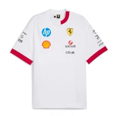 2025 Ferrary Round Collar White  Formula One Racing Suit