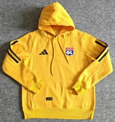 Player Version Olympique Lyonnais Home Yellow Thailand Soccer Tracksuit Top With Hat-LH