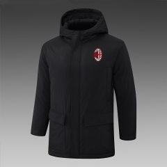 (Red Logo) 2024-2025 AC Milan Black Cotton Coat With Hat-815