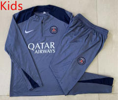 25-26 Paris SG Gray Kids/Youth Soccer Tracksuit-815