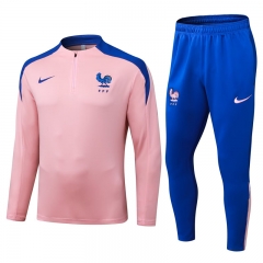 25-26 France Pink Thailand Soccer Tracksuit-411
