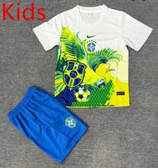 25-26 Special Edition Brazil White&Yellow Kids/Youth Soccer Uniform-4247
