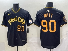 (Logo 1) Special Version Pittsburgh Steelers Black #90 NFL Jersey-0840