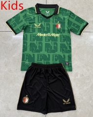 2025-2026 Feyenoord Rotterdam 4th Away Green Kids/Youth Soccer Uniform-AY