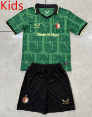 2025-2026 Feyenoord Rotterdam 4th Away Green Kids/Youth Soccer Uniform-AY