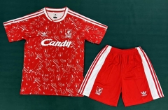 Retro Version 89-91 Liverpool Home Red Soccer Uniform-5074