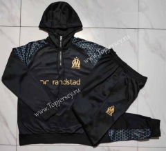 2023-2024 Olympique de Marseille Black Thailand Soccer Tracksuit With Hat-815