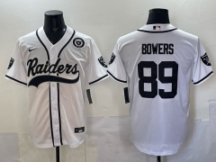 (Logo 7) Joint Version Las Vegas Raiders 3 Generations White #89 NFL Jersey-0840
