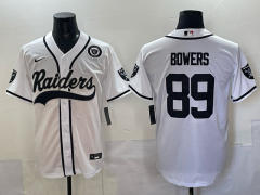 (Logo 7) Joint Version Las Vegas Raiders 3 Generations White #89 NFL Jersey-0840