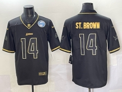 (Logo 1) Detroit Lions Black #14 NFL Jersey-0840