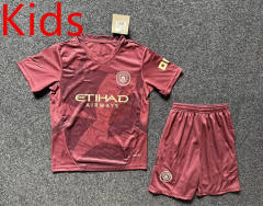 2024-2025 Manchester City 2nd Away Dark Red Kid/Youth Soccer Uniform-GB
