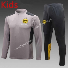 2023-2024 Borussia Dortmund Dark Gray Kids/Youth Soccer Tracksuit-815