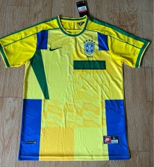 Retro Version 98 Brazil Yellow Thailand Soccer Jersey AAA-422