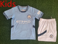 2024-2025 Manchester City Home Blue Kid/Youth Soccer Uniform-1166