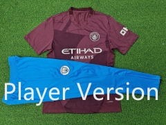 Player Version 2024-2025 Manchester City 2nd Away Maroon Short-Sleeve Thailand Soccer Tracksuit-9926