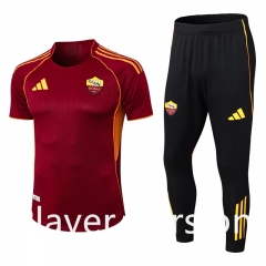 Player Version 25-26 Roma Red Short Sleeves Thailand Soccer Tracksuit-9926