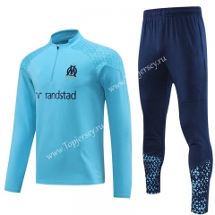 2023-2024 Olympique de Marseille Blue Thailand Soccer Tracksuit-4627
