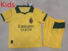 2025-26 AC Milan 2nd Away Yellow Kids/Youth Soccer Uniform-507