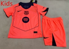 25-26 Barcelona 2nd Away Red&Orange Kids/Youth Soccer Uniform-507