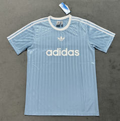 (S-4XL) Adidas Light Blue Casual T-shirt-4506