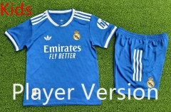 Player Version 2025-2026 Real Madrid 2nd Away Blue Kids/Youth Soccer Uniform-9926
