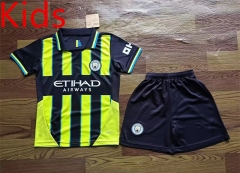 2024-2025 Manchester City Away Black&Green Kid/Youth Soccer Uniform-709