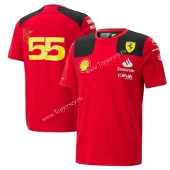2023 Ferrary Red Round Collar #55 Formula One Racing Suit