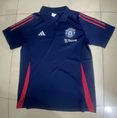 25-26 Manchester United Royal Blue Thailand Polo Shirt-9070