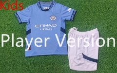 Player Version 2024-2025 Manchester City Home Blue Kid/Youth Soccer Uniform-9926
