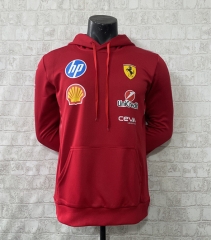 (S-3XL )2025  Ferrari  Red Formula One Racing Suit Tracksuit Top With Hat