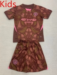 2024-2025 Manchester City Goalkeeper Brown Kid/Youth Soccer Uniform-AY
