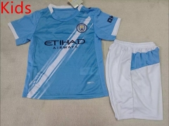 25-26 Manchester City Home Blue Kids/Youth Soccer Uniform-507