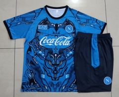 25-26 Napoli Ink Jet Blue Short-sleeved Thailand Soccer Tracksuit -815