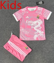 2025-2026 Special Version Real Madrid Pink Kids/Youth Soccer Uniform-4247