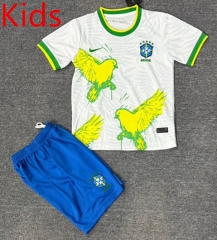 25-26 Special Edition Brazil White Kids/Youth Soccer Uniform-4247