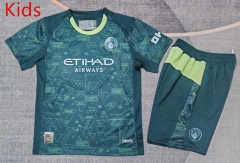 25-26 Manchester City 3rd Away Dark Green Kids/Youth Soccer Uniform-9484