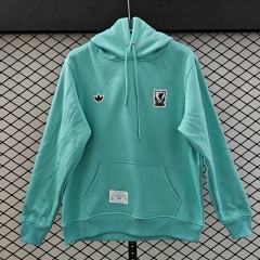 (S-3XL) Retro Embroidered version Liverpool Green Thailand Soccer Tracksuit Top With Hat-CS