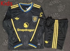 25-26 Manchester United 2nd Away Black LS Kids/Youth Soccer Uniform-4714