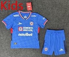 25-26 Cruz Azul Home Blue Kid/Youth Soccer Uniform-GB