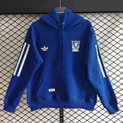 (S-3XL) Player Version 25-26 Liverpool Away Blue Thailand Soccer Tracksuit Top With Hat-CS