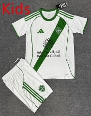 25-26 Al-Ahli Saudi Away White&Green Kids/Youth Soccer Unifrom-4247