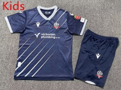25-26 Bolton Wanderers Football Club Away Blue Kid/Youth Soccer Uniform-7809