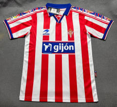 Retro Version 99-00 Sporting de Gijón Home Red&White Stripe Thailand Soccer Jersey AAA-3402