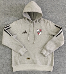25-26 Player Version River Plate Home Gray Thailand Soccer Tracksuit With Hat-LH