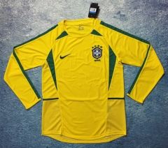 Retro Version 2002  Brazil Home Yellow  LS Thailand Soccer Jersey AAA-6590